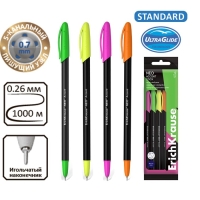 Набор ручек шариковых 4 шт, ErichKrause, "Neo Stick Accent" узел 0.7 мм цвет синяя Набор ручек шариковых 4 шт, ErichKrause, "Neo Stick Accent" узел 0.7 мм цвет синяя