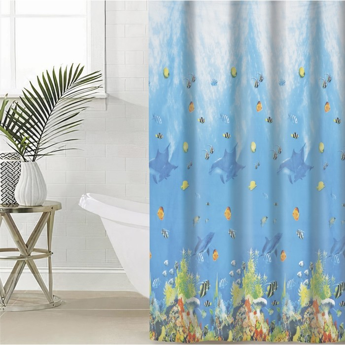Штора для ванной комнаты Доляна &laquo;Рыбки&raquo;, 180&times;180 см, PEVA
