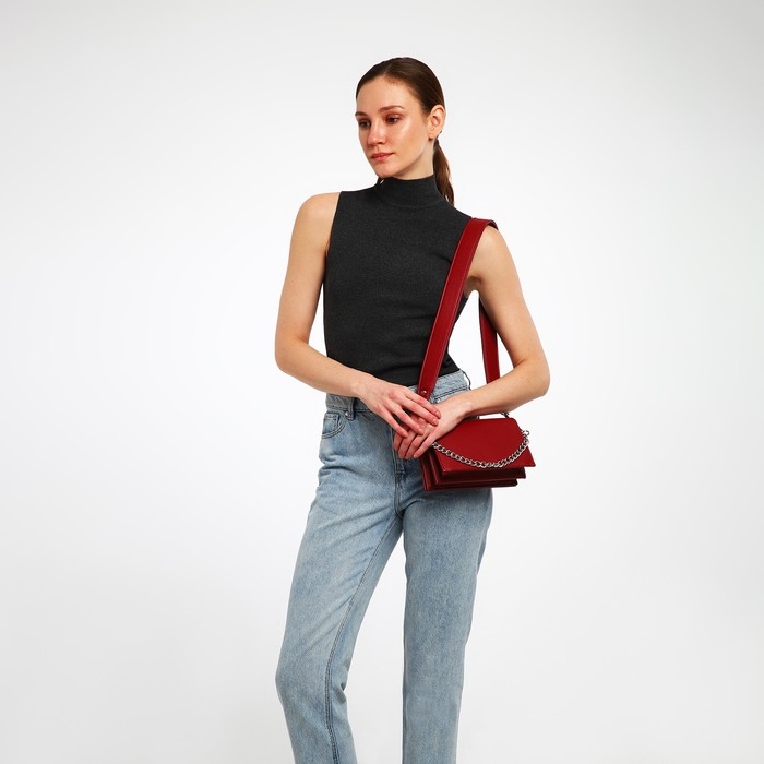 Сумка женская TEXTURA, мессенджер, маленький размер, цвет бордовый