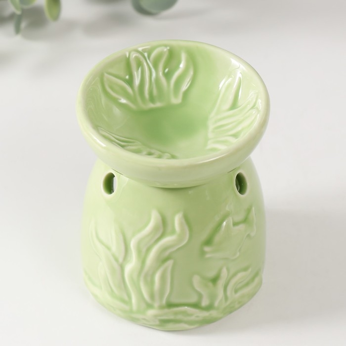 Аромалампа керамика "Подводный мир" зелёная 7,2х7,2х8,9 см