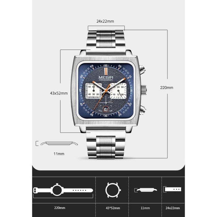 Часы наручные кварцевые мужские, d-4.35 см, с хронографом, 3 АТМ, светящиеся Часы наручные кварцевые мужские, d-4.35 см, с хронографом, 3 АТМ, светящиеся