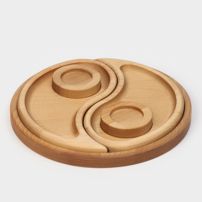 Подарочный набор деревянной посуды Adelica &laquo;Инь-янь&raquo;, менажница 2 шт, поднос, подсвечник 2 шт, берёза