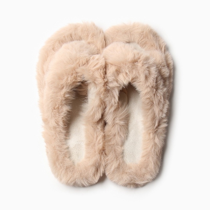 Тапочки женские с открытым носом размер 38, цвет бежевый