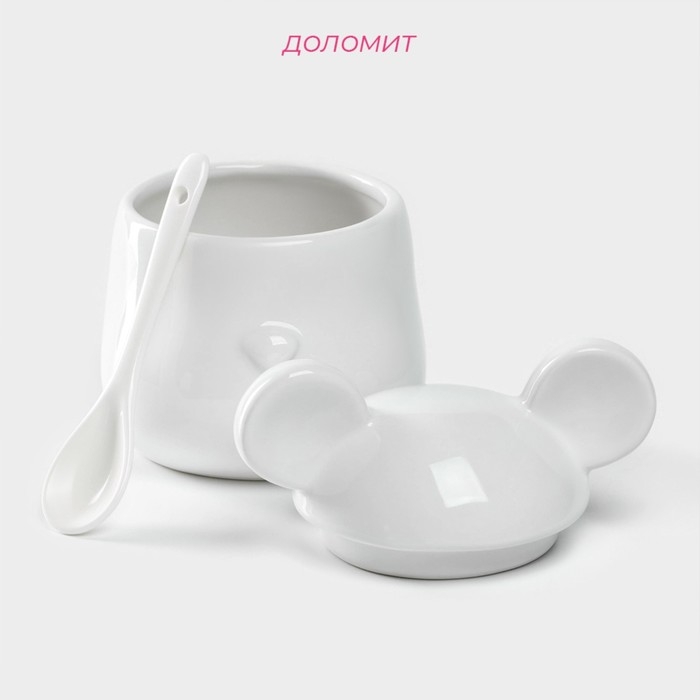 Банка для хранения сыпучих продуктов Доляна «Мишка Отто», 400 мл, 11×12×12,5 см, цвет белый Банка для хранения сыпучих продуктов Доляна «Мишка Отто», 400 мл, 11×12×12,5 см, цвет белый