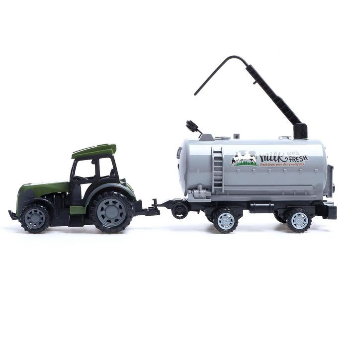 Трактор радиоуправляемый &laquo;Фермер&raquo; с цистерной, работает от батареек, цвет зелёный