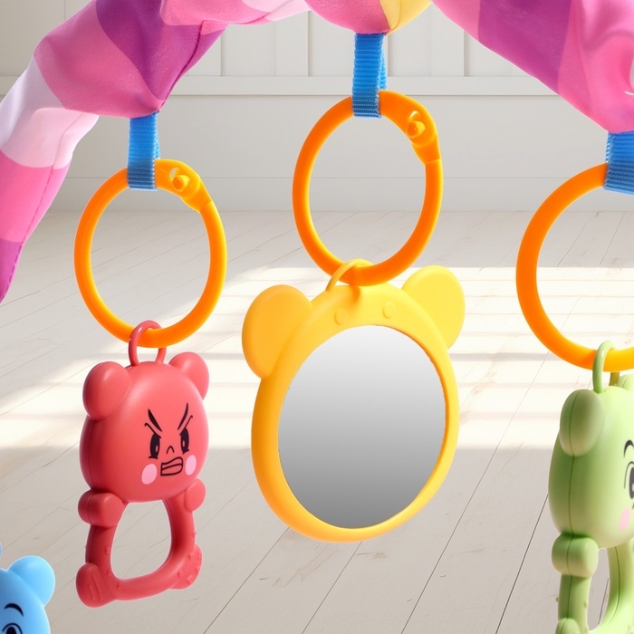 Музыкальный развивающий коврик &laquo;Весёлые зверята&raquo;, цвет розовый