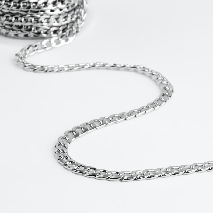 Цепочка для сумки, железная, 9,5 &times; 6,5 мм, 10 &plusmn; 0,5 м, цвет серебряный