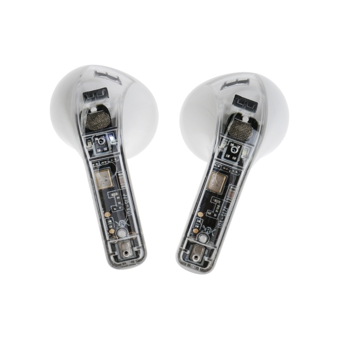 Наушники беспроводные YX11, TWS, вкладыши, BT 5.3. 28/200 мАч, шумоподав, прозрачные, белые Наушники беспроводные YX11, TWS, вкладыши, BT 5.3. 28/200 мАч, шумоподав, прозрачные, белые