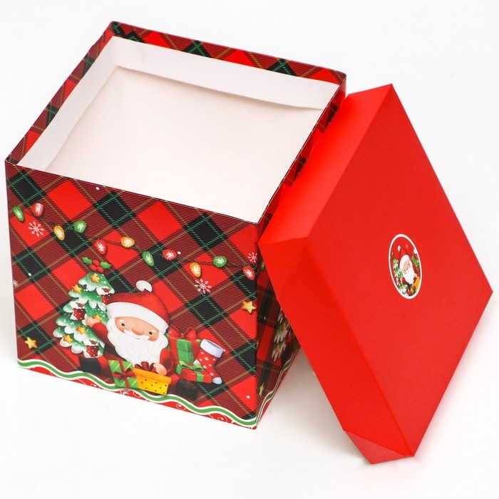 Новый год. Коробка Самосборная &laquo;Дедушка мороз&raquo; 15 х 15 х 15 см