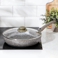 Сковорода Onyx, d=28 см, съёмная ручка, стеклянная крышка, антипригарное покрытие, цвет серый Сковорода Onyx, d=28 см, съёмная ручка, стеклянная крышка, антипригарное покрытие, цвет серый