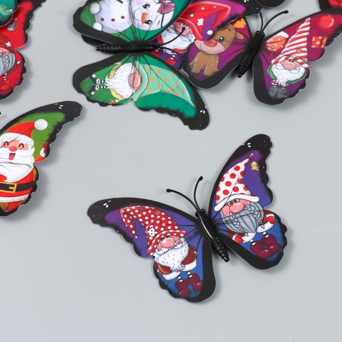 Магнит пластик Магнит пластик "Бабочки. Зимняя сказка" набор 12 шт МИКС 10 см