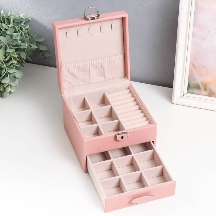 Шкатулка кожзам для украшений Шкатулка кожзам для украшений "Сахарная вата" 16х16х11,8 см