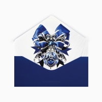 Конверт для денег подарочный &laquo;С Новым годом!&raquo;, синий бант, софт тач, тиснение, 19 х 9.5 см, Новый год