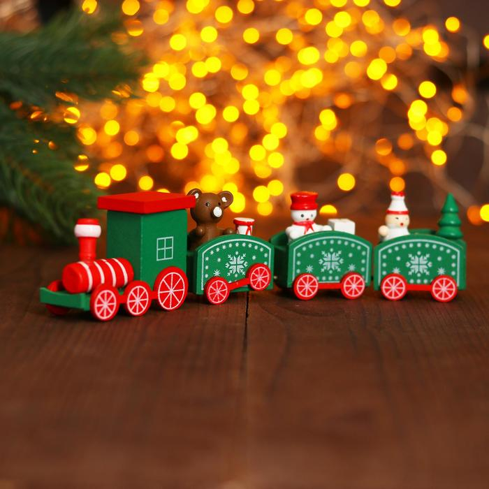 Сувенир «Новогодний поезд», 19 см, цвет зелёный Сувенир «Новогодний поезд», 19 см, цвет зелёный