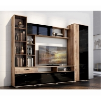 Гостиная КРОКУС Дуб Делано/Черный глянец 2700х2100х470 Гостиная КРОКУС Дуб Делано/Черный глянец 2700х2100х470