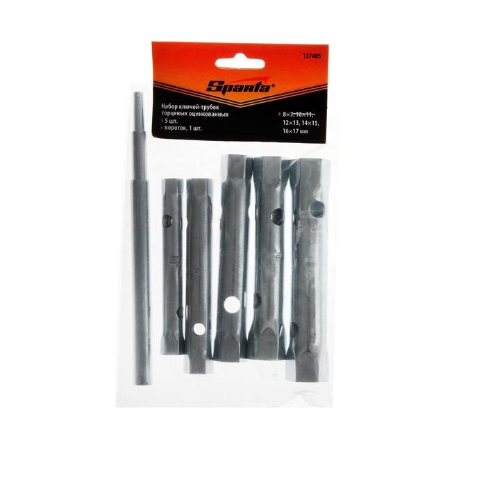 Набор ключей-трубок торцевых Sparta, 6 шт, 8 х 17 мм, вороток, оцинкованные Набор ключей-трубок торцевых Sparta, 6 шт, 8 х 17 мм, вороток, оцинкованные