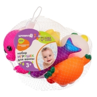 Набор резиновых игрушек для ванны &laquo;Море&raquo;, с пищалкой, 6 шт, Крошка Я