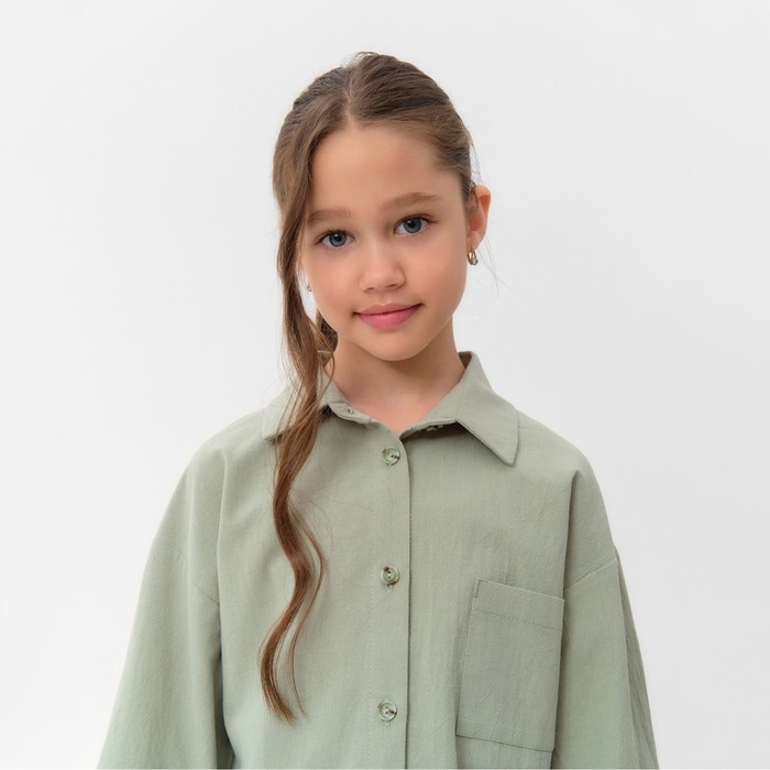Костюм для девочки (рубашка и шорты) MINAKU, цвет оливковый, рост 158-164 см Костюм для девочки (рубашка и шорты) MINAKU, цвет оливковый, рост 158-164 см