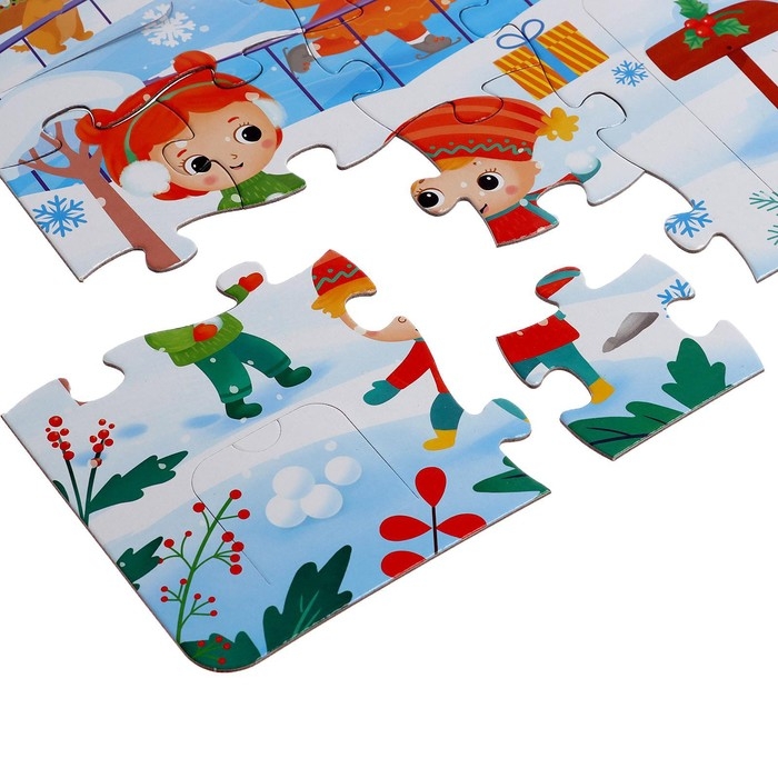 Пазл с окошками &laquo;В ожидании Нового года&raquo;, 6 окошек, 28 деталей