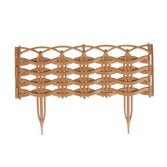 Ограждение декоративное, 25 &times; 300 см, 8 секций, пластик, бежевое, &laquo;Ивушка&raquo;