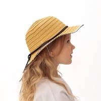 Шляпа для девочки MINAKU "Куколка", размер 50, цвет бежевый Шляпа для девочки MINAKU "Куколка", размер 50, цвет бежевый