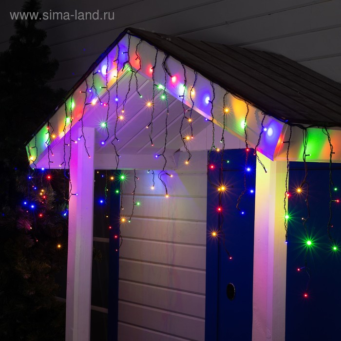 Гирлянда &laquo;Бахрома&raquo; 3 &times; 0.6 м, IP44, УМС, тёмная нить, 160 SMD-LED, свечение мульти, 220 В