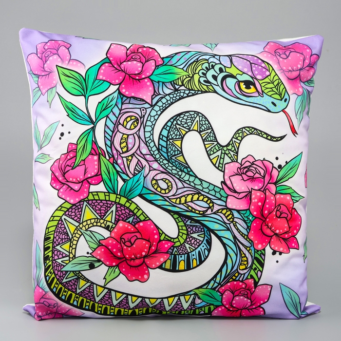 Подушка декоративная &laquo;Змея в цветах&raquo;, 40 см, на молнии