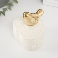 Шкатулка керамика "Птичка прованс" белая 9,5х9,3х9 см Шкатулка керамика "Птичка прованс" белая 9,5х9,3х9 см