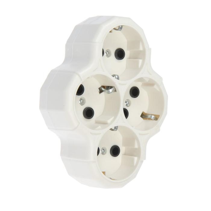 Разветвитель, 4 розетки, 16А, с з/к, белый Разветвитель, 4 розетки, 16А, с з/к, белый