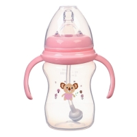Бутылочка для кормления, ШГ &Oslash;50мм,180 мл, +0мес., цвет розовый
