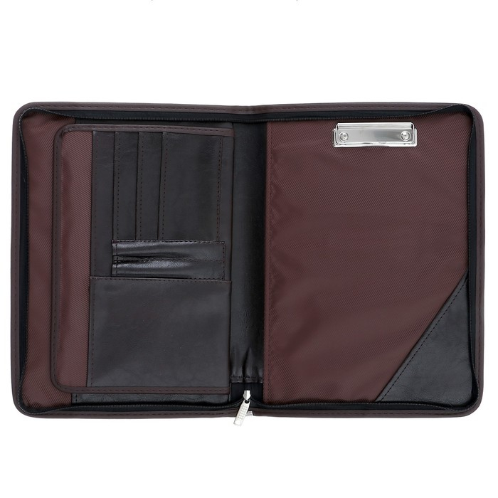 Пaпка деловая, искусственная кожа, для бумаг, 360 х 260 х 30 мм, с металлическим прижимом, 6Д07 Пaпка деловая, искусственная кожа, для бумаг, 360 х 260 х 30 мм, с металлическим прижимом, 6Д07 "Люкс", коричневая