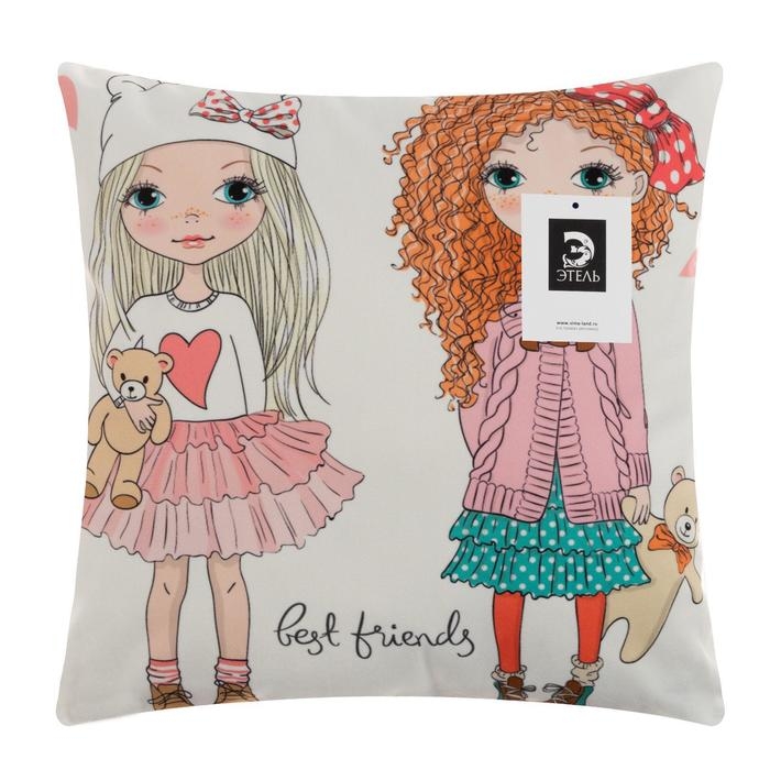 Наволочка декоративная Этель Девичьи истории&raquo;Лучшие друзья&raquo; 40х40 см, велюр