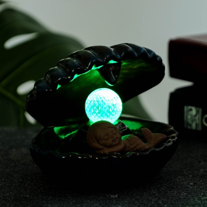 Подставка для благовоний Подставка для благовоний "Девочка в ракушке" 11х10см, с подсветкой, батарейки LR44