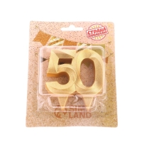 Свеча для торта юбилейная "Грань", цифра 50, золотой блеск, 8см Свеча для торта юбилейная "Грань", цифра 50, золотой блеск, 8см