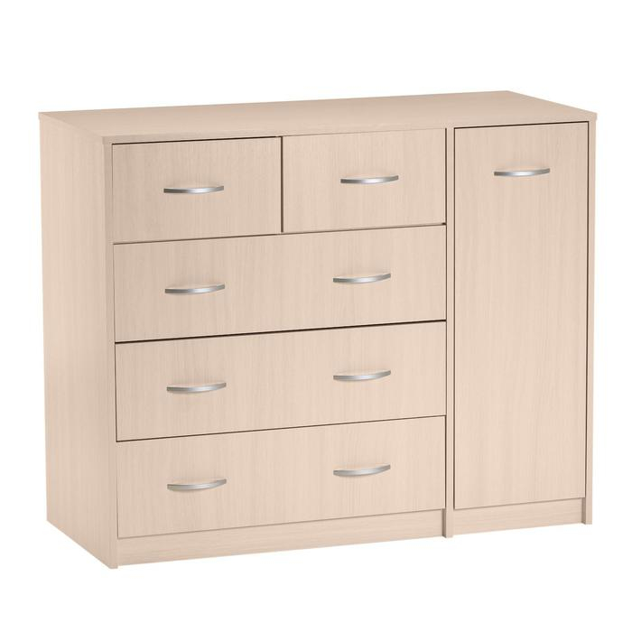 Комод 5 ящиков с дверью, 1100х480х900, Венге светлый Комод 5 ящиков с дверью, 1100х480х900, Венге светлый