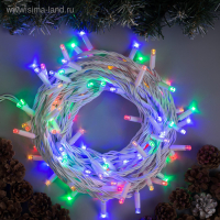 Гирлянда «Нить» 10 м, IP65, УМС, белая нить, 100 LED, свечение мульти, 220 В Гирлянда «Нить» 10 м, IP65, УМС, белая нить, 100 LED, свечение мульти, 220 В