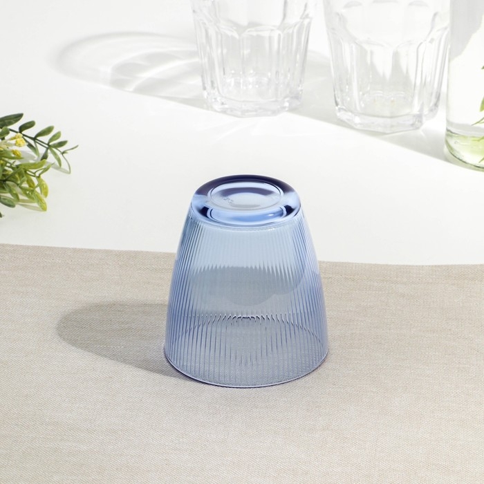 Стакан низкий стеклянный &laquo;Концепто Страйпи&raquo;, 250 мл, цвет синий