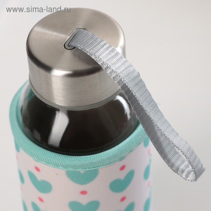 Бутылка для воды стеклянная в чехле &laquo;Ваниль&raquo;, 300 мл, h=17 см, рисунок МИКС