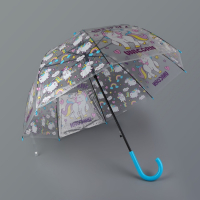 Зонт - трость полуавтоматический &laquo;Единороги&raquo;, 8 спиц, R = 43/60 см, D = 120 см, цвет МИКС