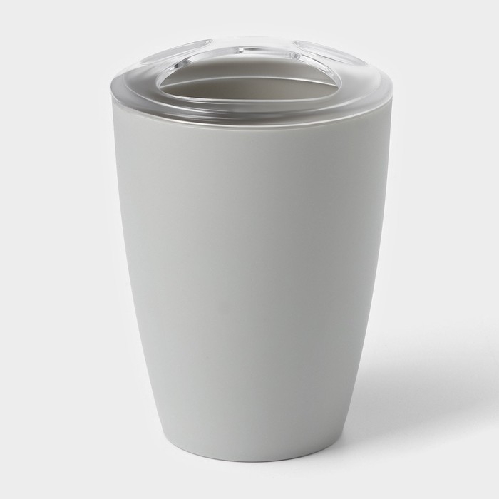 Набор для ванной &laquo;Эталон&raquo;, 4 предмета: дозатор для мыла, мыльница, 2 стакана, 24&times;8&times;17 см, цвет серый