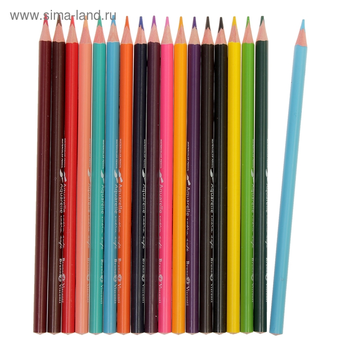 Карандаши акварельные 18 цветов BrunoVisconti Aquarelle, трёхгранные