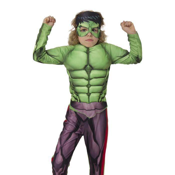 Карнавальный костюм &laquo;Халк&raquo; с мускулами, текстиль, куртка, брюки, маска, р. 30, рост 116 см