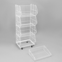 Накопитель разборный на колесах, 5 корзин, 50&times;43&times;147, цвет белый