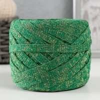 Трикотажная пряжа "Риббон" с люрексом 85м/170±5 гр (Нефрит, люрекс: Золото) Трикотажная пряжа "Риббон" с люрексом 85м/170±5 гр (Нефрит, люрекс: Золото)