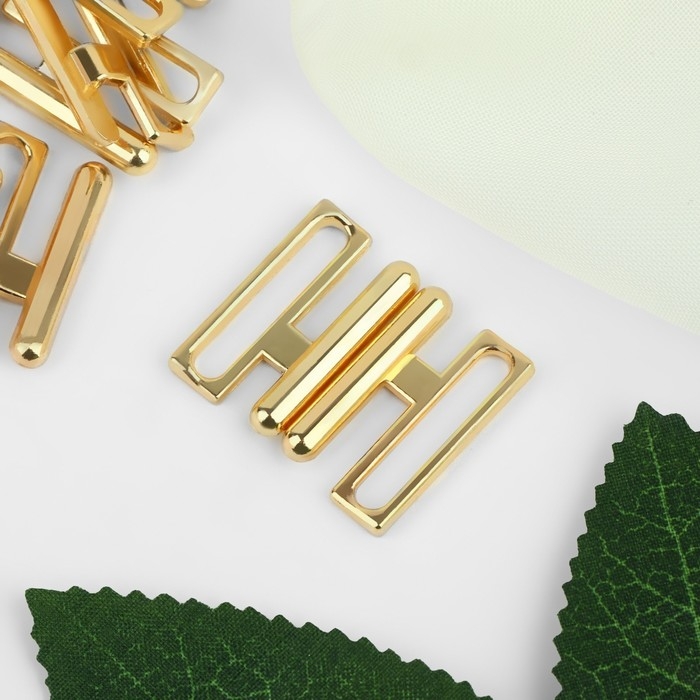 Застёжка для купальника, металлическая, 20 мм, 5 шт, цвет золотой