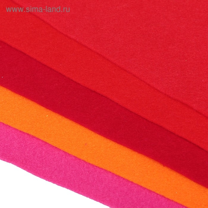 Фетр цветной мягкий A4 deVENTE. "Оттенки красного" 5 цветов, 5 листов, толщина 2 мм
