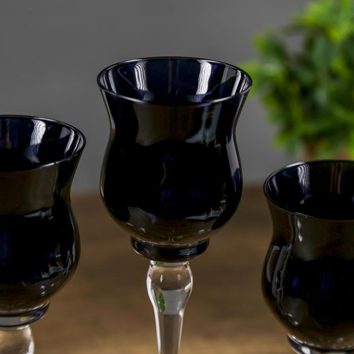 Подсвечник стекло набор 3 шт Подсвечник стекло набор 3 шт "Вуаль" высота 26см, 23 см, 20 см чёрный