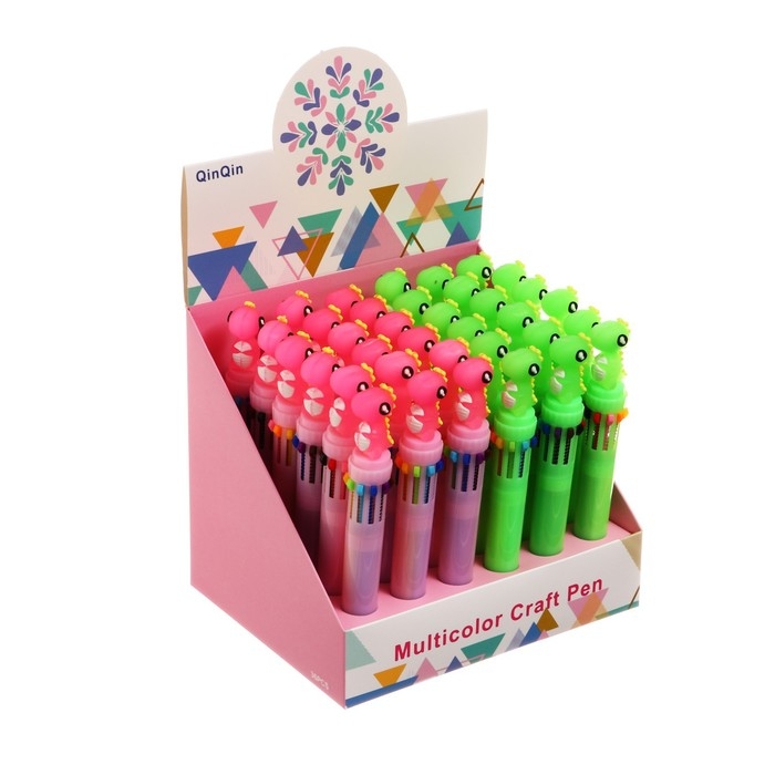 Ручка шариковая автоматическая 10-ти цветная, Ручка шариковая автоматическая 10-ти цветная, "Дракон", МИКС