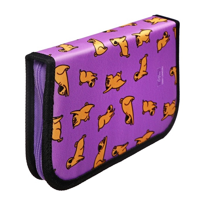 Пенал 1 секция, 130 х 210 х 40 мм, 2 откидные планки, тканевый, Calligrata TOP, Content Пенал 1 секция, 130 х 210 х 40 мм, 2 откидные планки, тканевый, Calligrata TOP, Content "Бульдожки"