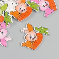Пуговицы дерево для творчества 2 прокола "Зайчик с морковкой" набор 15 шт 3,3х3,7 см Пуговицы дерево для творчества 2 прокола "Зайчик с морковкой" набор 15 шт 3,3х3,7 см